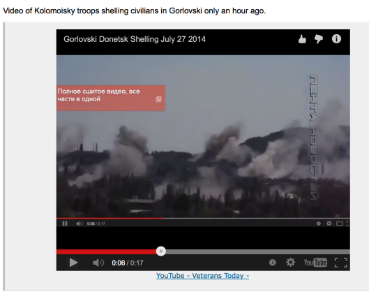 Video of Kolomoyskyi troops shelling civilians in Gorlovski on July 27, 2014.
