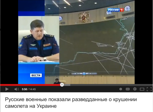 Russian Defence Ministry released video data on two Ukrainian jet fights closely following Malaysian Boing 777.