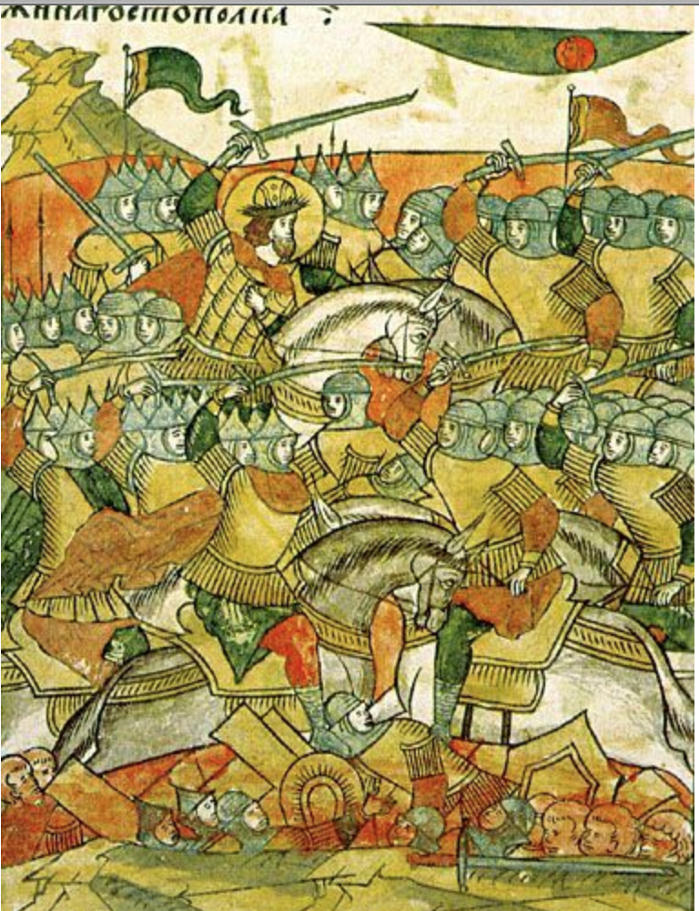 Ледовое побоище - Миниатюра Лицевого летописного свода, середина XVI века