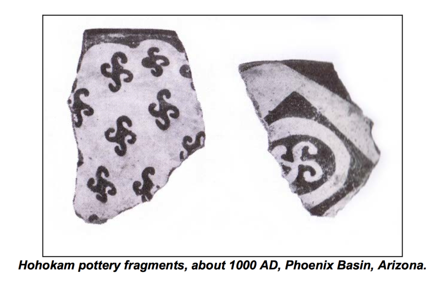 Сравним: конфигурация данной Свастика из района Феникса (Финикса) (1000 н.э.) идентична свастичному Коловрату на Скифских монетах (в правом нижнем углу на предыдущем изображении).